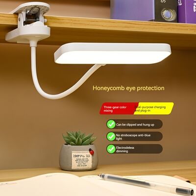 Moderne LED-leeskistlamp met drie-kleurige temperatuurregeling Vierkant Plastic Shade Charging Function