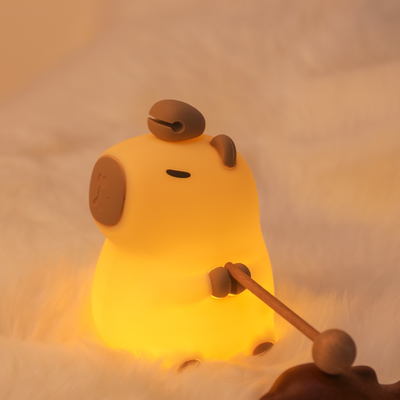 Grappig Cartoon Capybara Nachtlicht Tap Control 1200mAh Oplaadbaar Slaaplicht met 7 wisselbare kleuren