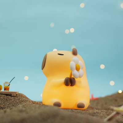 Grappig Cartoon Capybara Nachtlicht Tap Control 1200mAh Oplaadbaar Slaaplicht met 7 wisselbare kleuren