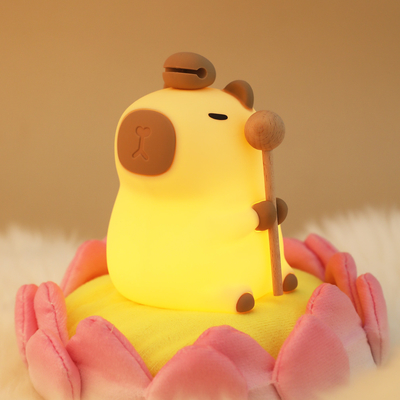Grappig Cartoon Capybara Nachtlicht Tap Control 1200mAh Oplaadbaar Slaaplicht met 7 wisselbare kleuren
