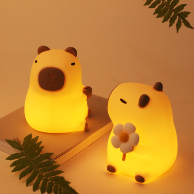 Gezellig Silicone Capybara Nachtlicht Kinderen Nachtlicht Geschenk Usb Oplaadbare Dieren Silicone Nachtlamp