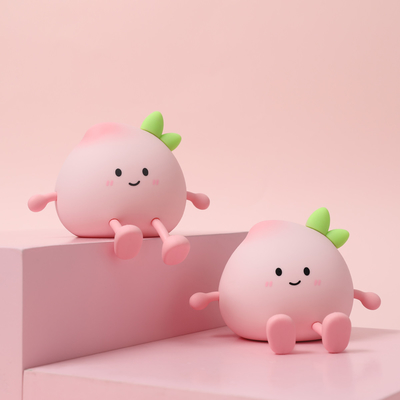 Nieuwste schattig perzik Silicone nachtlicht Oplaadbare oogbescherming Bedlamp Voor baby slaapkamer Kleurrijke perzik nachtverlichting