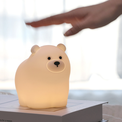 Muid Little White Bear Patting Lamp Silicone Kinderen Zachte Baby Licht Slaap Bed Touch Nachtlicht
