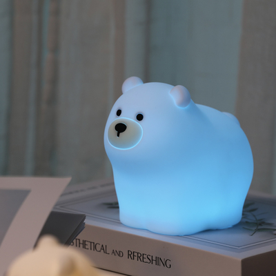 Muid Little White Bear Patting Lamp Silicone Kinderen Zachte Baby Licht Slaap Bed Touch Nachtlicht