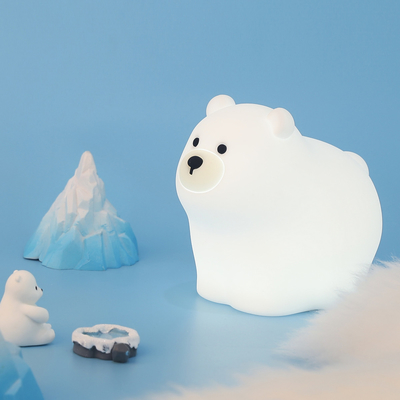 OEM Led Cute Cartoon Silicone Bear Slaaplamp Usb Oplaadbare Nachtlamp Baby Bedroom Bedside Night Light