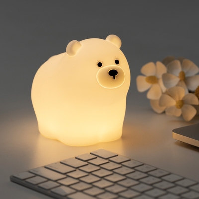 OEM Led Cute Cartoon Silicone Bear Slaaplamp Usb Oplaadbare Nachtlamp Baby Bedroom Bedside Night Light