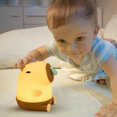 Leuke Snottybara tafellamp Dier oplaadbaar Creatief Cartoon Capybara Silicone nachtlamp