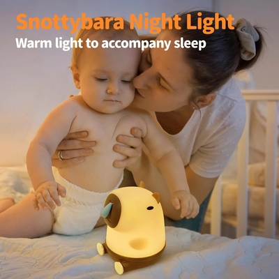 Groothandel Capybara Nachtlicht schattig dier Nachtlamp Snottybara Silicone Touch Lights Decor Draagbaar oplaadbaar voor kinderen