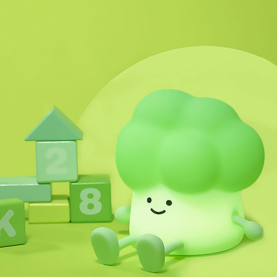 Schattige tekenfilm broccoli om kinderen te begeleiden om te slapen siliconen nachtlamp oplaadbare bedlamp groentelamp