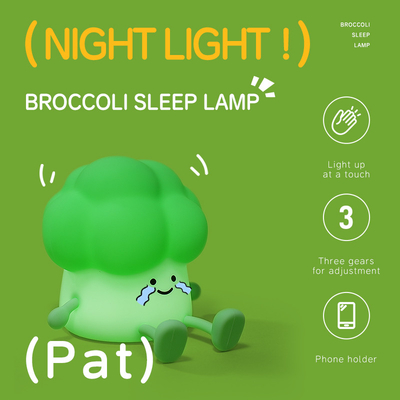 DY Trendy Slaap Silicone Nachtlicht Oplaadbare Bedlamp Groentenlamp 3 Niveaus Dimming Broccoli Nachtlicht