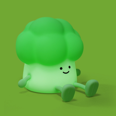 Schattige tekenfilm broccoli om kinderen te begeleiden om te slapen siliconen nachtlamp oplaadbare bedlamp groentelamp