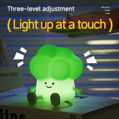 DY Trendy Slaap Silicone Nachtlicht Oplaadbare Bedlamp Groentenlamp 3 Niveaus Dimming Broccoli Nachtlicht